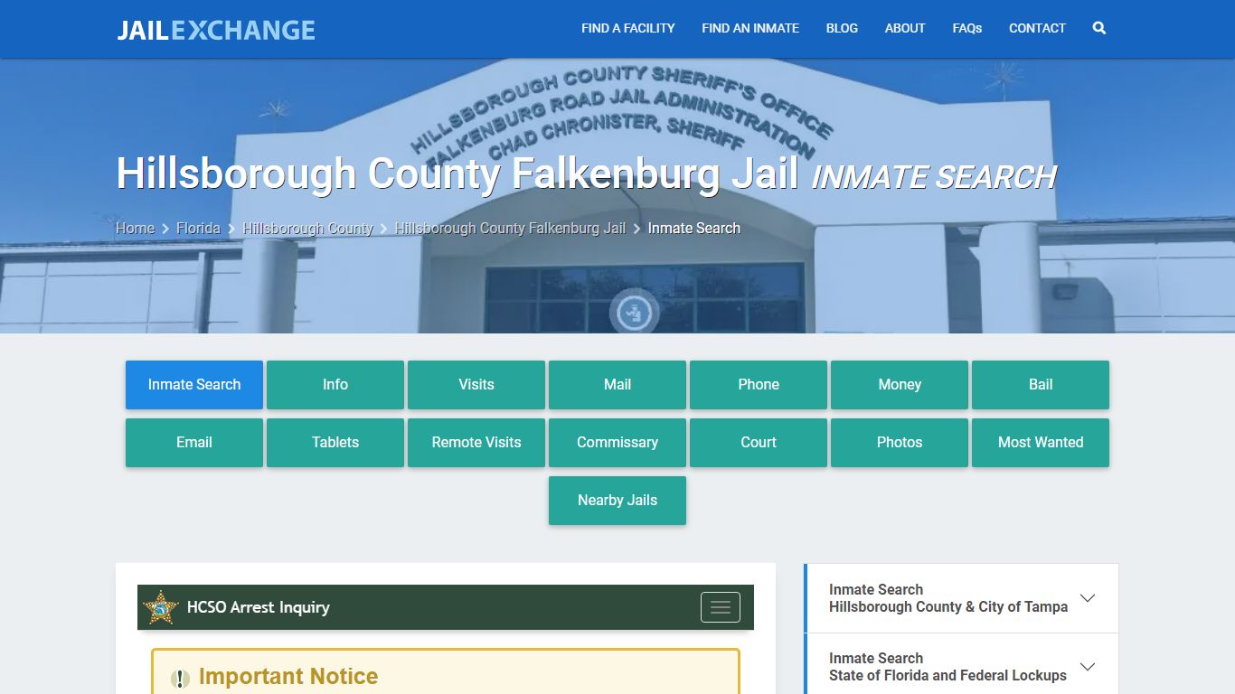 Hillsborough County Falkenburg Jail Inmate Search