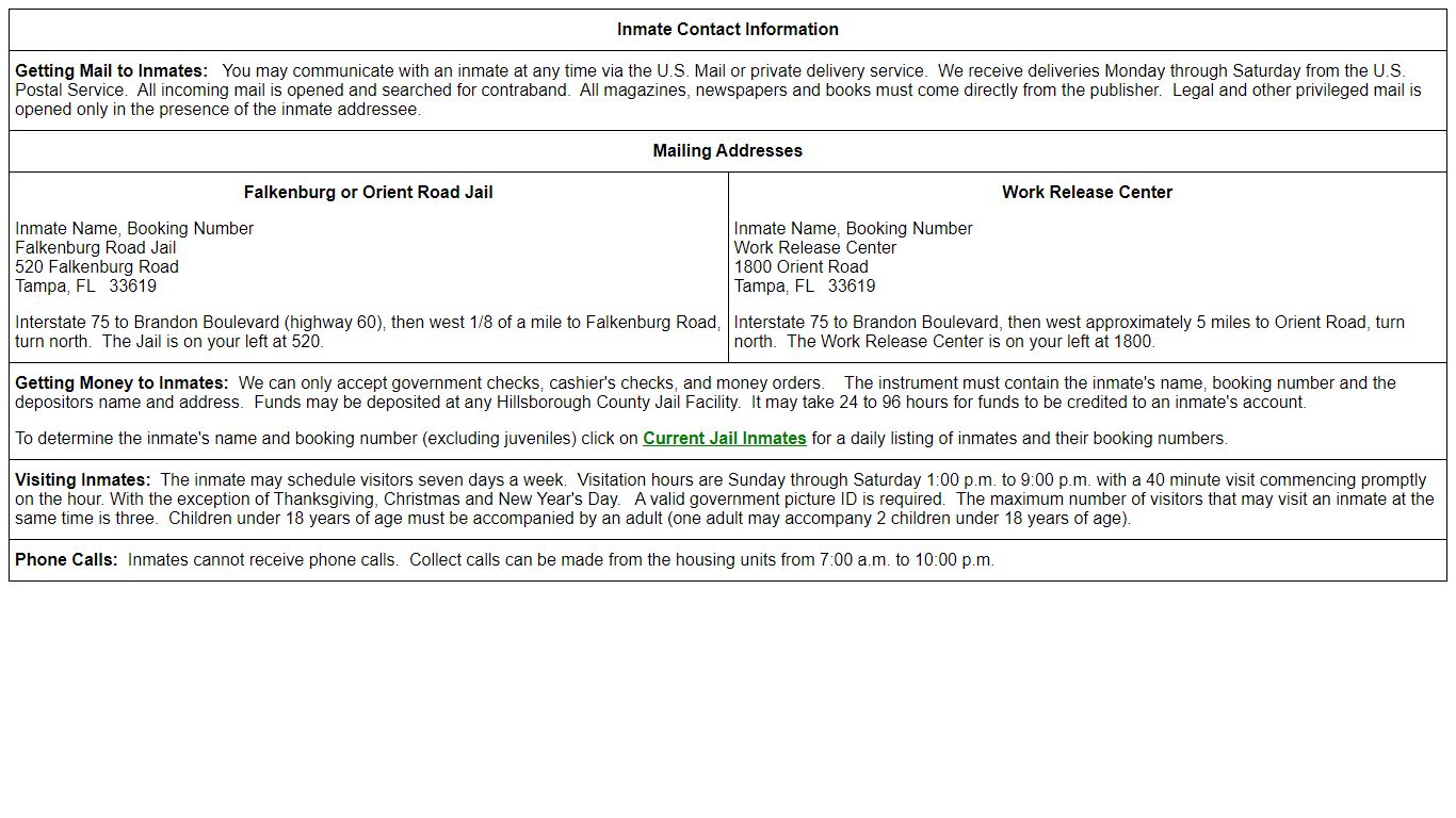 Inmate Contact Information - teamhcso.com